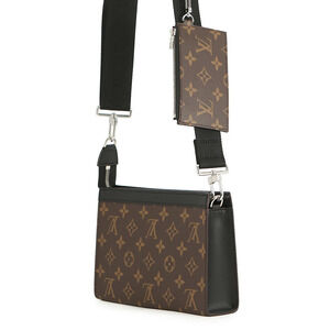 Louis Vuitton Wearable Black Gaston Brown Bag Macassar Shoulder Wallet Monogram